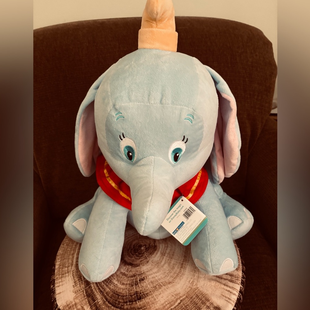 Disney Baby Blue Dumbo Elephant Plush with Red Accents - Large 20”